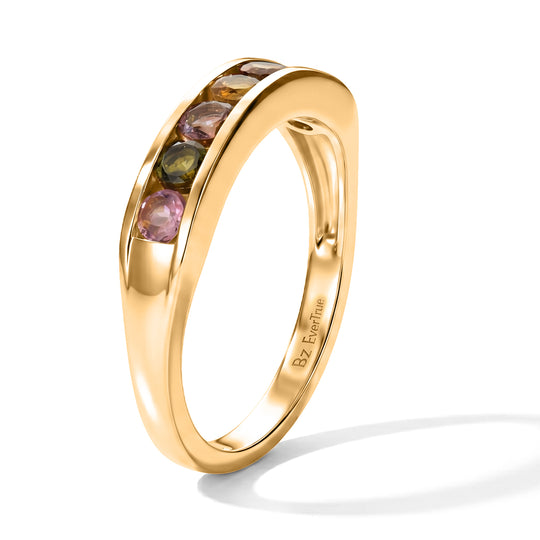 EVER TRUE AA Mehrfarbiger-Turmalin Ring Reine Bronze (Größe 21.00) ca. 0.87 ct