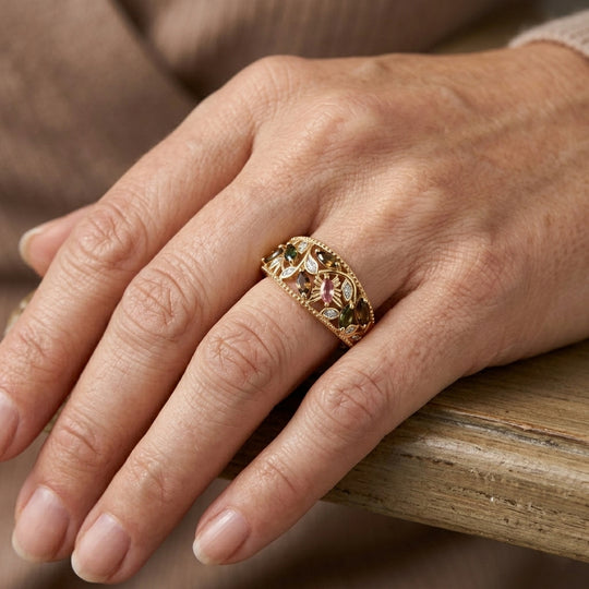 EVER TRUE AA Mehrfarbig-Turmalin, Moissanit Ring Reine Bronze (Größe 19.00) ca. 0,70 ct