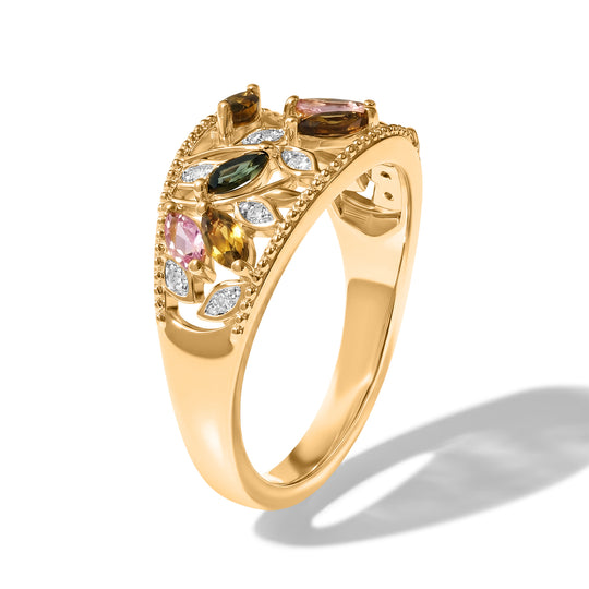 EVER TRUE AA Mehrfarbig-Turmalin, Moissanit Ring Reine Bronze (Größe 19.00) ca. 0,70 ct