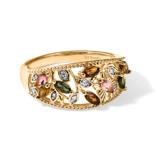 EVER TRUE AA Mehrfarbig-Turmalin, Moissanit Ring Reine Bronze (Größe 19.00) ca. 0,70 ct