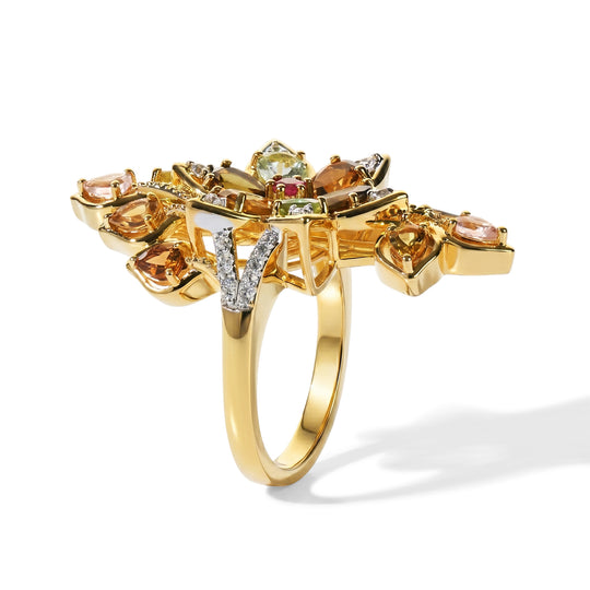 EVER TRUE AA Mehrfarbig-Turmalin Ring Reine Bronze (Größe 19.00) ca. 3,77 ct