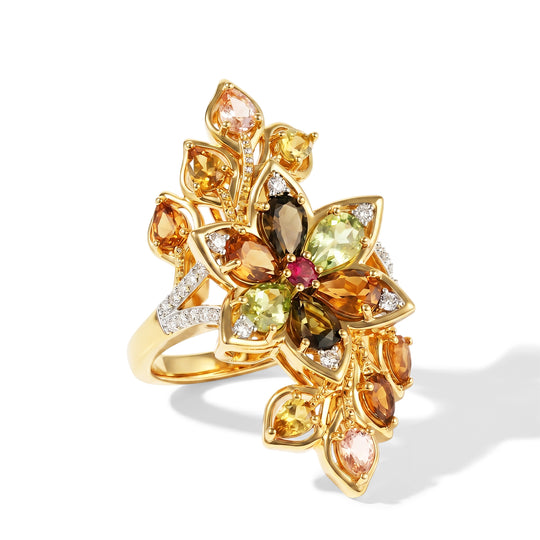 EVER TRUE AA Mehrfarbig-Turmalin Ring Reine Bronze (Größe 19.00) ca. 3,77 ct