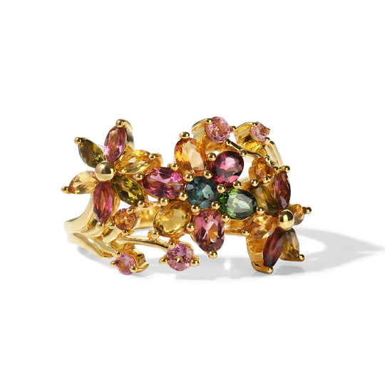 EVER TRUE AA Mehrfarbiger-Turmalin Ring Reine Bronze (Größe 21.00) ca. 2.40 ct