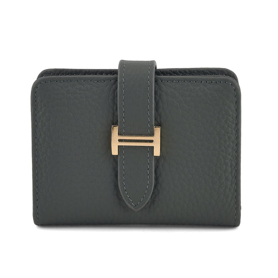 Echtleder-Kartenetui mit RFID-Schutz, 12 Kartenfächern und H-Schnallenverschluss, 10x3x8 cm, Schwarz