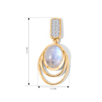 D'Joy Regenbogen Mondstein, Weißer Zirkon Ohrringe 925 Silber 585 Vergoldet ca. 4.52 ct