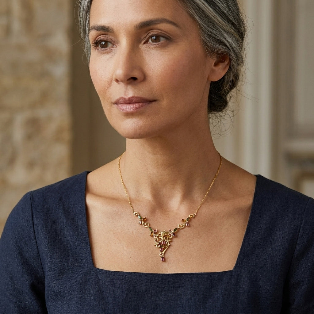 EVER TRUE AA Mehrfarbig-Turmalin Halskette ca. 45 cm Reine Bronze ca. 4,65 ct.