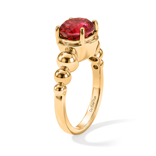 EverTrue Rubin Feuer Triplett Quarz Ring, 950 Kupfer mit Gelbgold E-Beschichtung - 2,21 ct.
