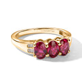 LUXURIANT - AAA Lab Grown Rubin, Weißer Diamant Ring 925 Silber 750 Gelbgold vermeil (Größe 17.00) ca. 2,05 ct