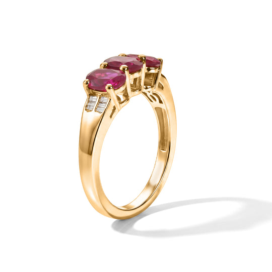 LUXURIANT - AAA Lab Grown Rubin, Weißer Diamant Ring 925 Silber 750 Gelbgold vermeil (Größe 21.00) ca. 2,05 ct