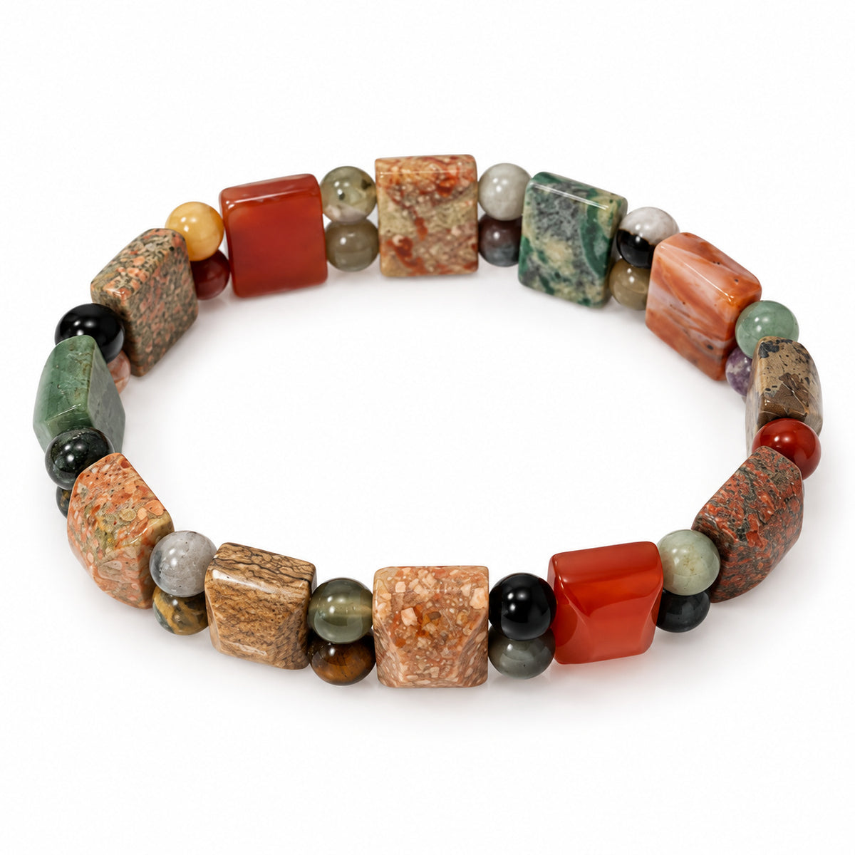 Mehrfarbiges Jaspis Armband, flexibel, ca. 142.50 ct