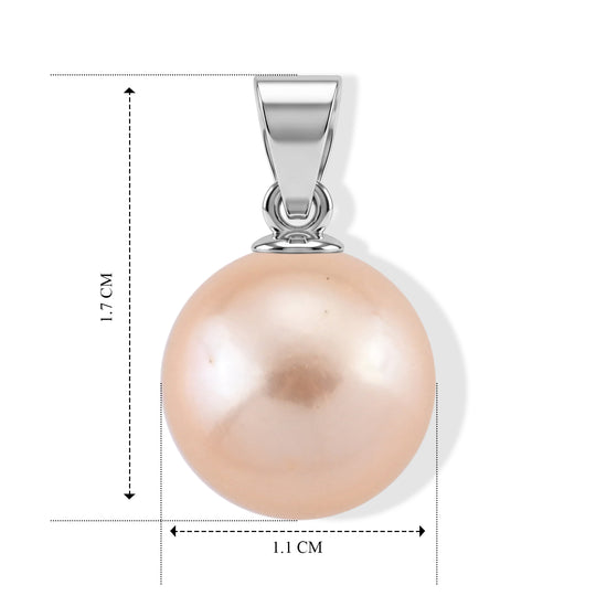 D'Joy Pfirsich Edison Perle (10-11mm) Solitär Anhänger, 925 Silber rhodiniert