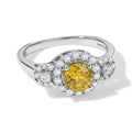 D'Joy AA Gelber Saphir, Moissanit Ring 925 Silber Rhodiniert (Größe 20.00) ca. 1,49 ct