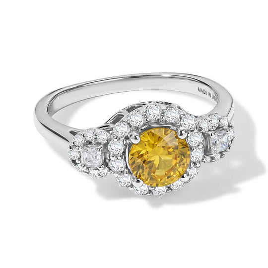 D'Joy AA Gelber Saphir, Moissanit Ring 925 Silber Rhodiniert (Größe 19.00) ca. 1,49 ct