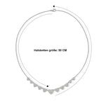 EverTrue 50cm Halskette mit weißen Diamantakzenten und Herzmotiven, Messing mit Platin E-Beschichtung