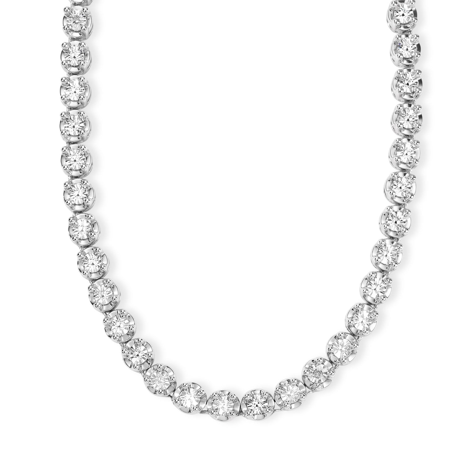 EverTrue Halskette mit weißen Diamantakzenten, 50cm, Messing mit Platin E-Beschichtung