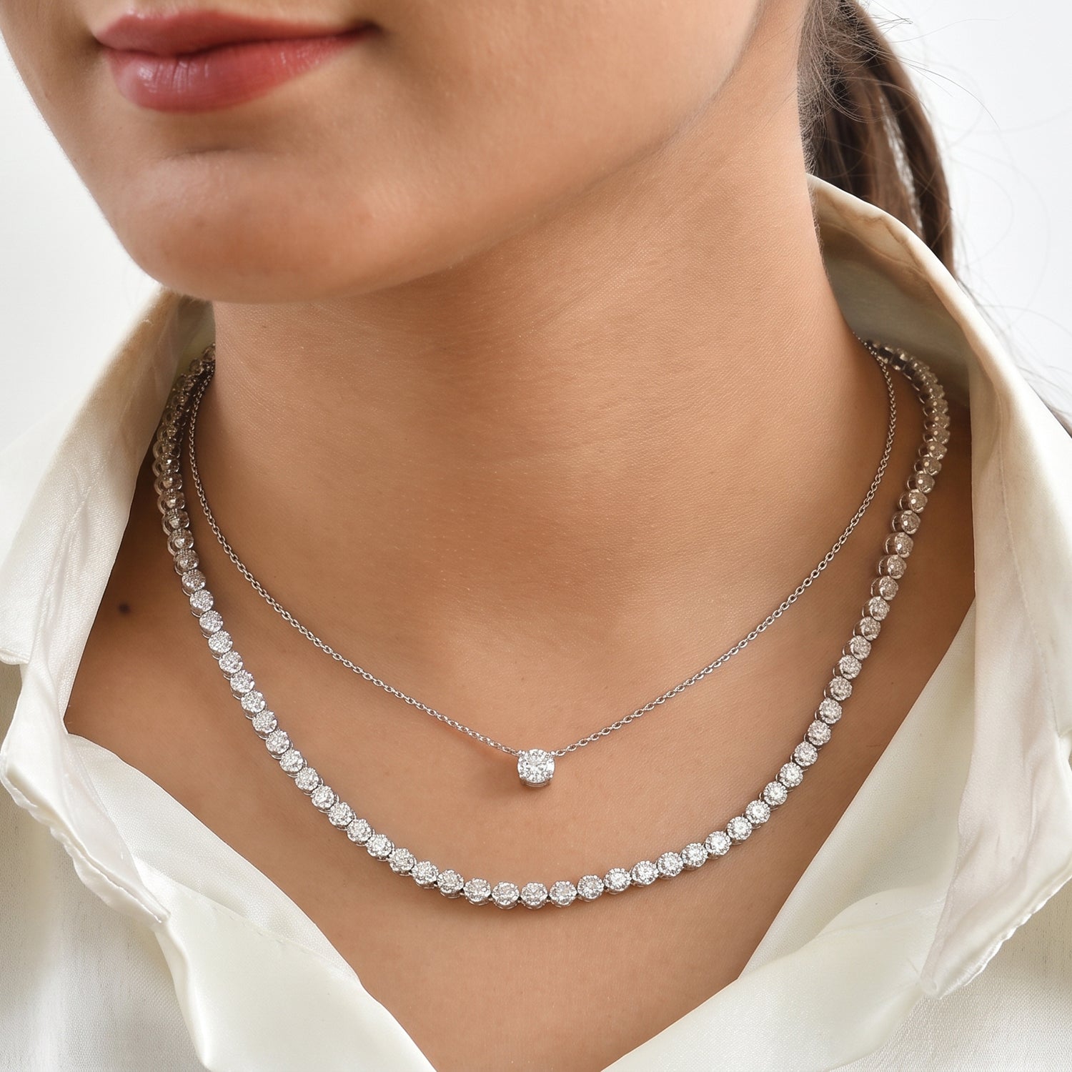 EVER TRUE Weißer Diamant Halskette ca. 50 cm Nickelfreies Messing ca. 0,03 ct.