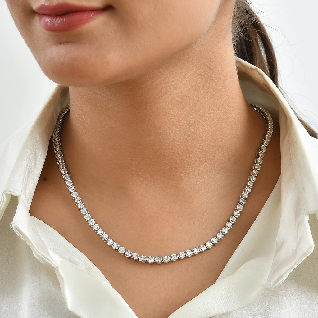EVER TRUE Blauer Diamant Halskette ca. 50 cm Nickelfreies Messing ca. 0,03 ct.