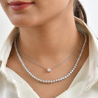 EVER TRUE Blauer Diamant Halskette ca. 50 cm Nickelfreies Messing ca. 0,03 ct.