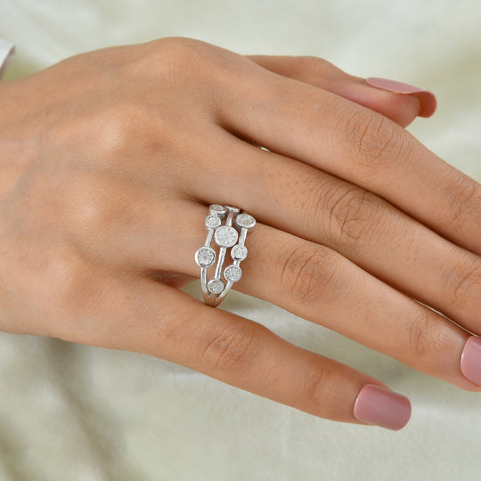 EVER TRUE Weißer Diamant Ring Nickelfreies Messing (Größe 21.00)