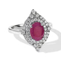D'Joy AA Burmesischer Rubin, Moissanit Ring 925 Silber Rhodiniert (Größe 20.00) ca. 2,41 ct