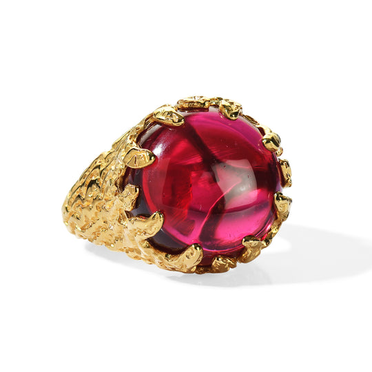 LUXURIANT - AAA Lab Grown Rubin Ring 925 Silber 750 Gelbgold vermeil (Größe 21.00) ca. 20,51 ct