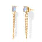 D'Joy Regenbogen Mondstein Ohrringe 925 Silber Gold ca. 1,16 ct.