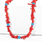 EVER TRUE Koralle, Magnesit Halskette ca. 45 cm + 5 cm Extender 316L Edelstahl Gold ca. 90,00 ct.