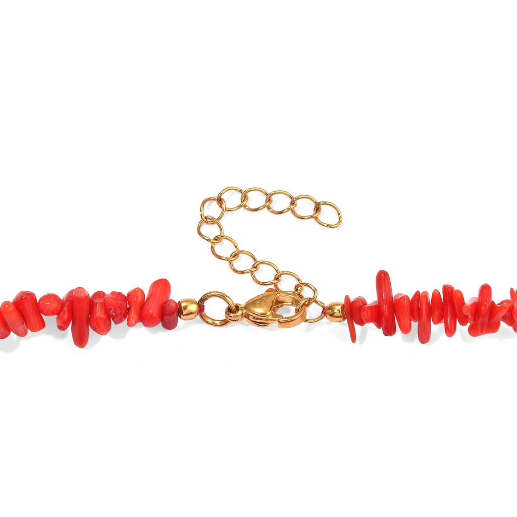 EVER TRUE Koralle, Magnesit Halskette ca. 45 cm + 5 cm Extender 316L Edelstahl Gold ca. 90,00 ct.