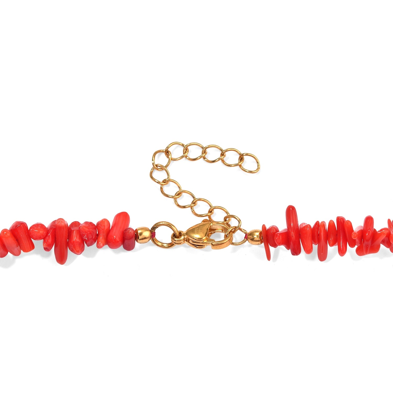 EVER TRUE Koralle, Magnesit Halskette ca. 45 cm + 5 cm Extender 316L Edelstahl Gold ca. 90,00 ct.