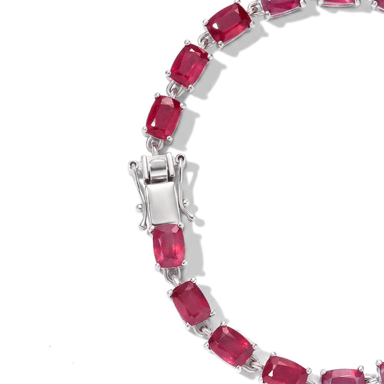 D'Joy afrikanischer Rubin 19cm Armband, 925 Silber rhodiniert - 25,36 ct.