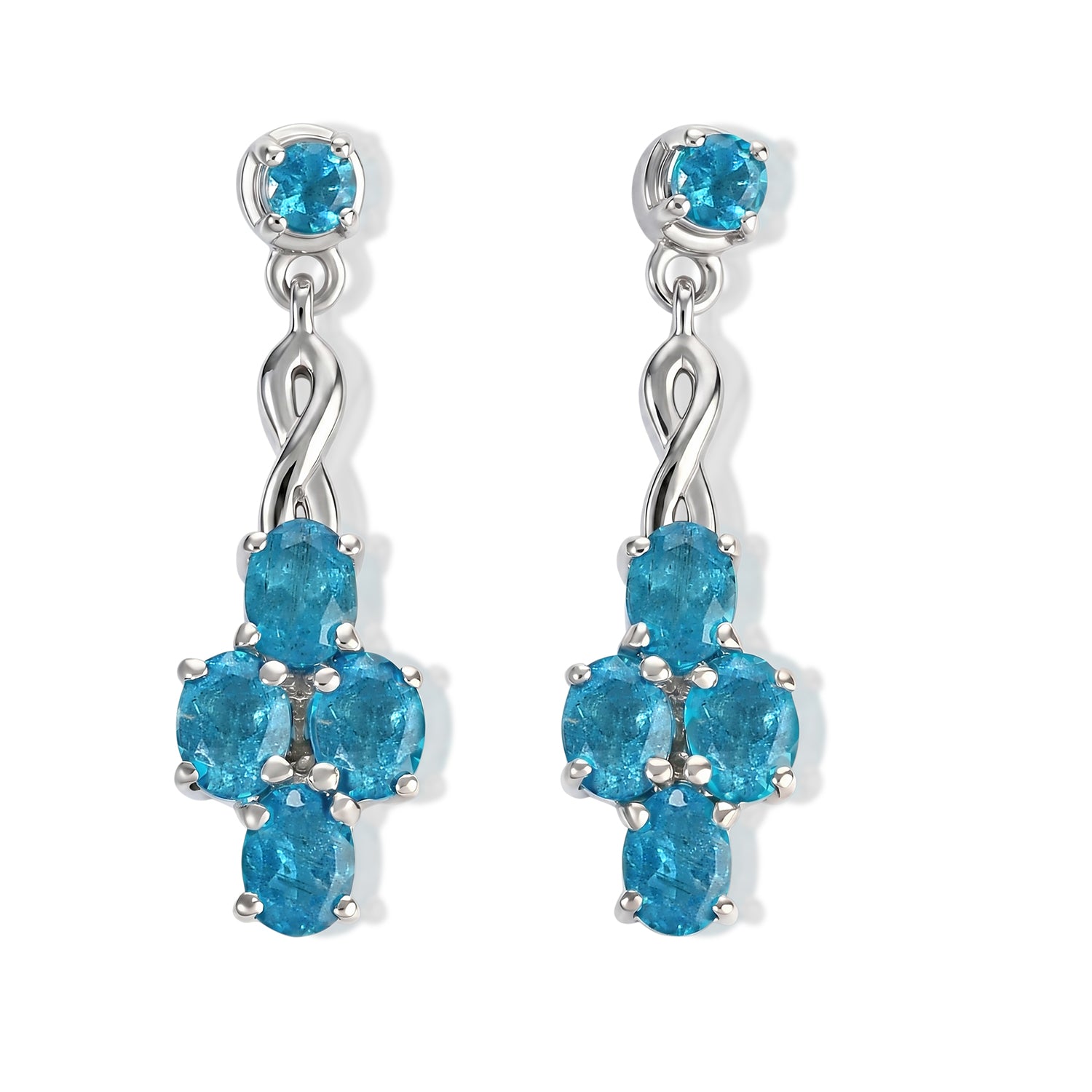 D'Joy Neon Apatit Ohrringe 925 Silber Rhodiniert ca. 1,43 ct.