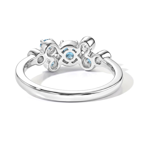 D'Joy Neon Apatit und Moissanit Ring, 925 Silber platiniert - 0,56 ct.