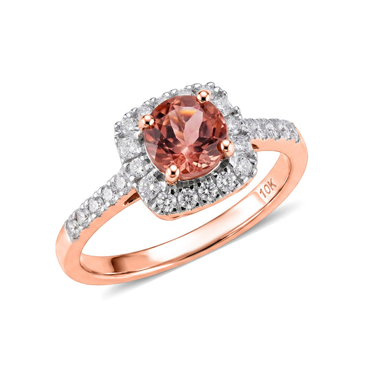 LUXURIANT DIAMOND - AAA Blush Turmalin, Lab Grown Diamant Ring 417 Gold (Größe 18.00) ca. 1,23 ct