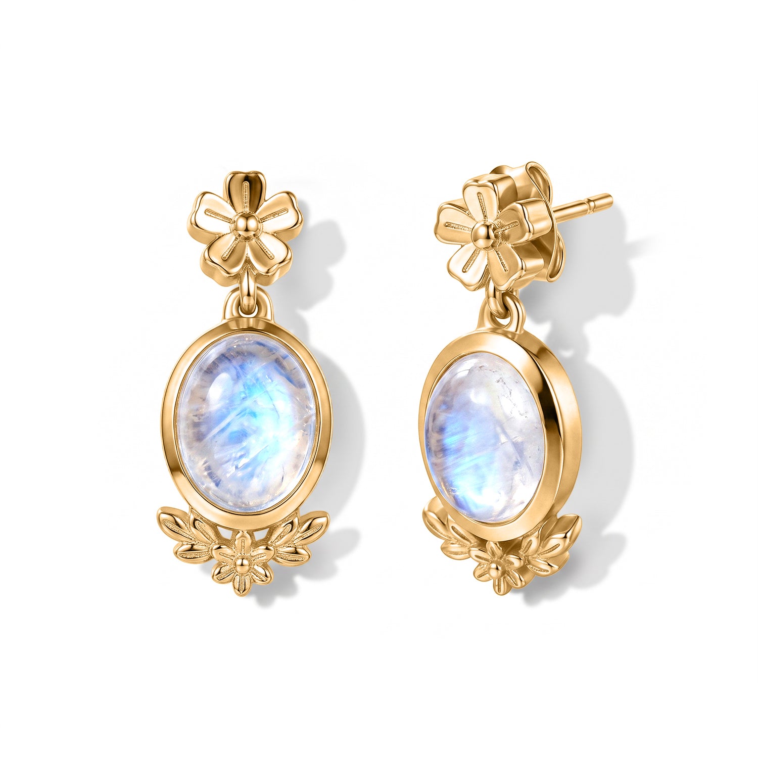 EVER TRUE Regenbogen Mondstein Ohrringe 950 Kupfer ca. 4,30 ct.
