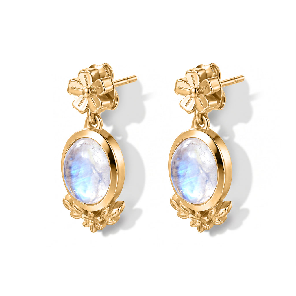 EVER TRUE Regenbogen Mondstein Ohrringe 950 Kupfer ca. 4,30 ct.