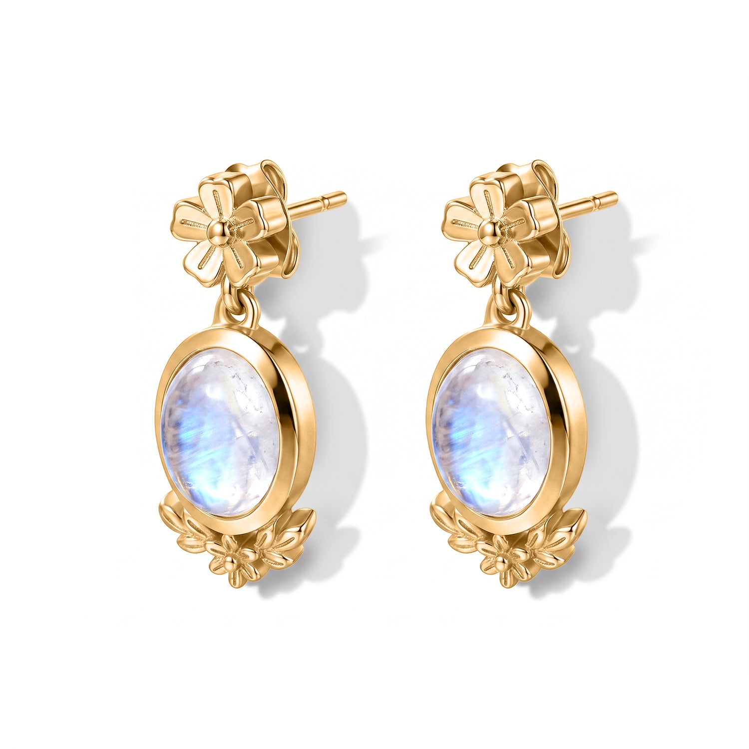 EVER TRUE Regenbogen Mondstein Ohrringe 950 Kupfer ca. 4,30 ct.