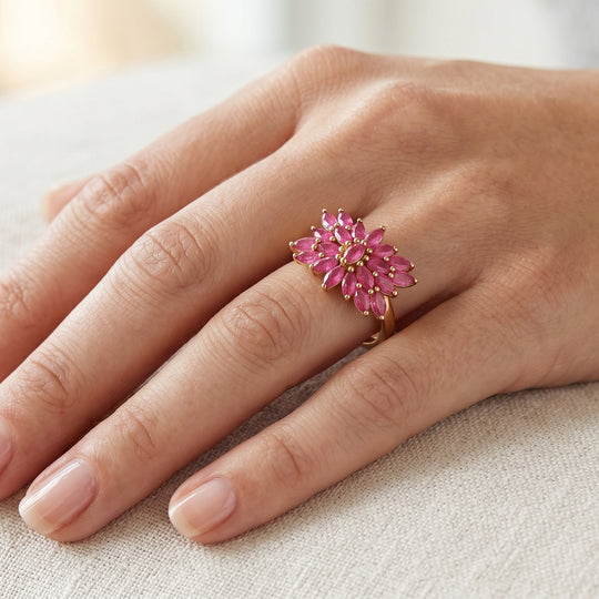 EVER TRUE AA Afrikanischer Rubin (Fissure gefüllt) Ring 950 Kupfer (Größe 19.00) ca. 2,71 ct