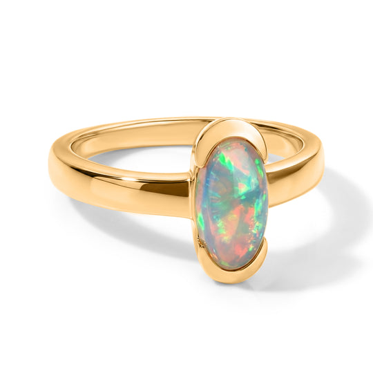 D'Joy AA Natürlicher, äthiopischer Welo Opal Ring 925 Silber 750 Vergoldet (Größe 20.00) ca. 0,96 ct