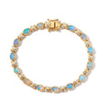 D'Joy AA Natürlicher, äthiopischer Welo Opal, Weißer Zirkon Armband ca. 20 cm 925 Silber 750 Gelbgold vermeil ca. 8,09 ct.