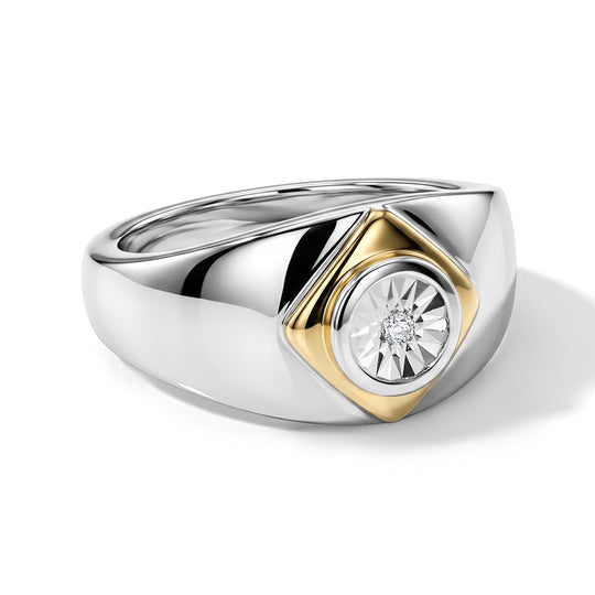 EverTrue Ring mit weißem Diamantakzent, Messing mit Platin E-Beschichtung