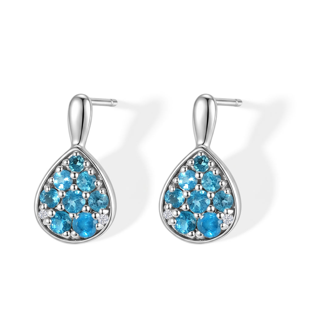 D'Joy Neon Apatit und Zirkon Ohrringe, 925 Silber rhodiniert - 0,94 ct.