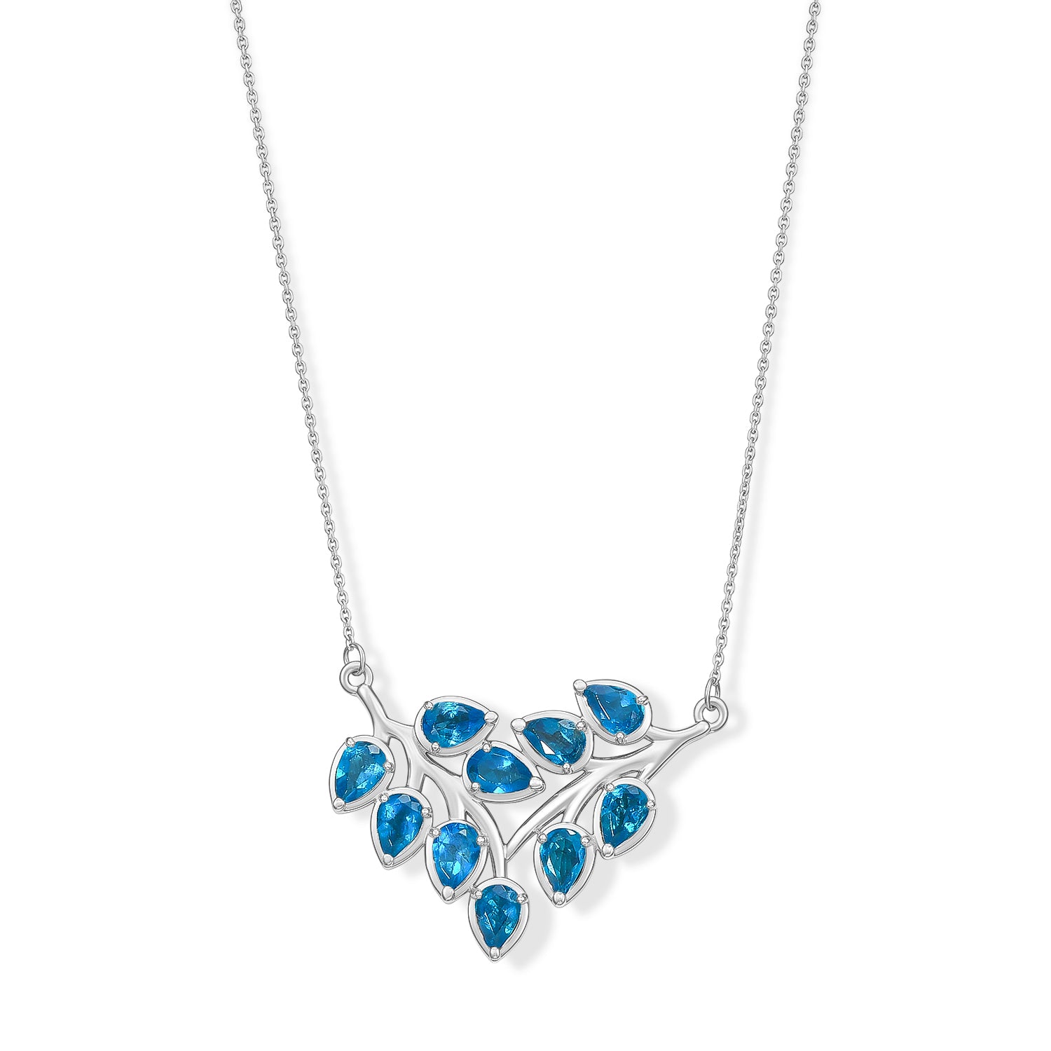 D'Joy Neon Apatit Halskette ca. 50 cm 925 Silber Rhodiniert ca. 3,95 ct.