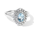 D'Joy AA Santamaria Aquamarin, Moissanit Ring 925 Silber Rhodiniert (Größe 17.00) ca. 1,31 ct