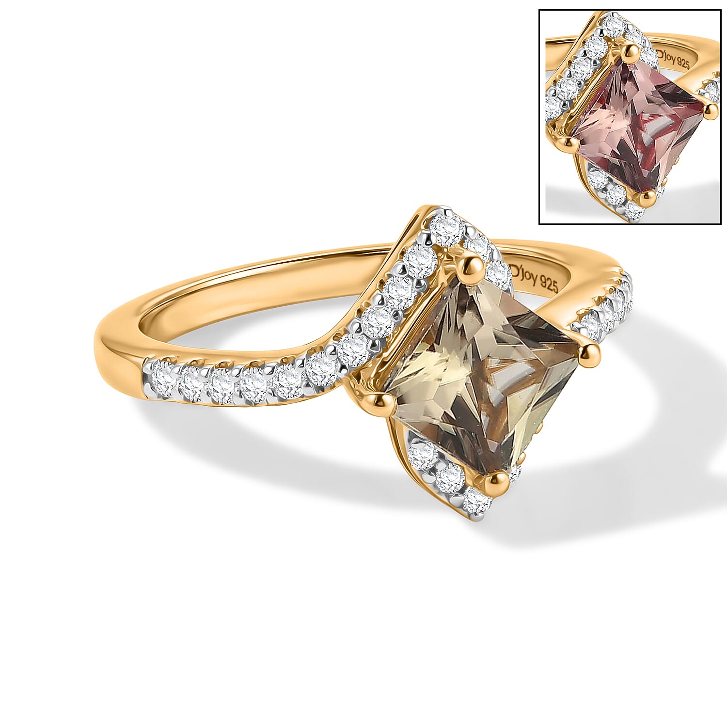 D'Joy AA Turkizit, Moissanit Ring 925 Silber 750 Gelbgold vermeil (Größe 17.00) ca. 1,48 ct