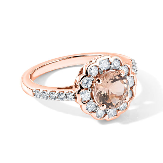 D'Joy AAA Morganit, Moissanit Ring 925 Silber 750 Roségold vermeil (Größe 19.00) ca. 1,57 ct