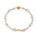 D'Joy Regenbogen Mondstein, Moissanit Armband ca. 19 cm 925 Silber 750 Gelbgold vermeil ca. 9,02 ct.