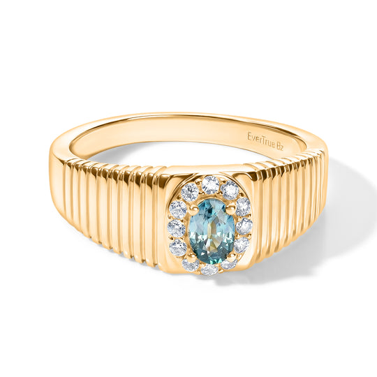 EVER TRUE AA Blauer Zirkon, Moissanit Ring Reine Bronze (Größe 19.00) ca. 0,94 ct