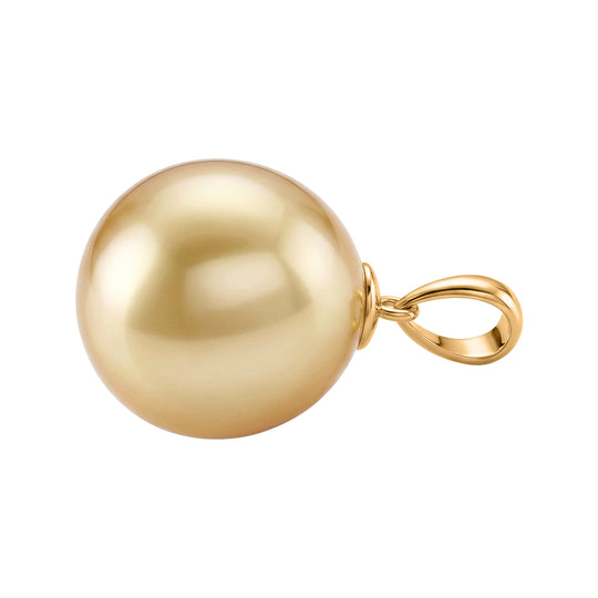 AAAA Goldene Südsee Perle (13-14 mm) Anhänger 750 Gold