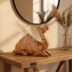 Bliss & Beyond Hand Painted Cone Work Camel Figurine Size- 25.5X7.62X20.32 Cm  Color-White Washed