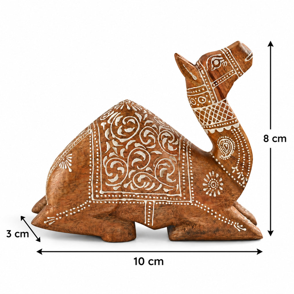 Bliss & Beyond Hand Painted Cone Work Camel Figurine Size- 25.5X7.62X20.32 Cm  Color-White Washed